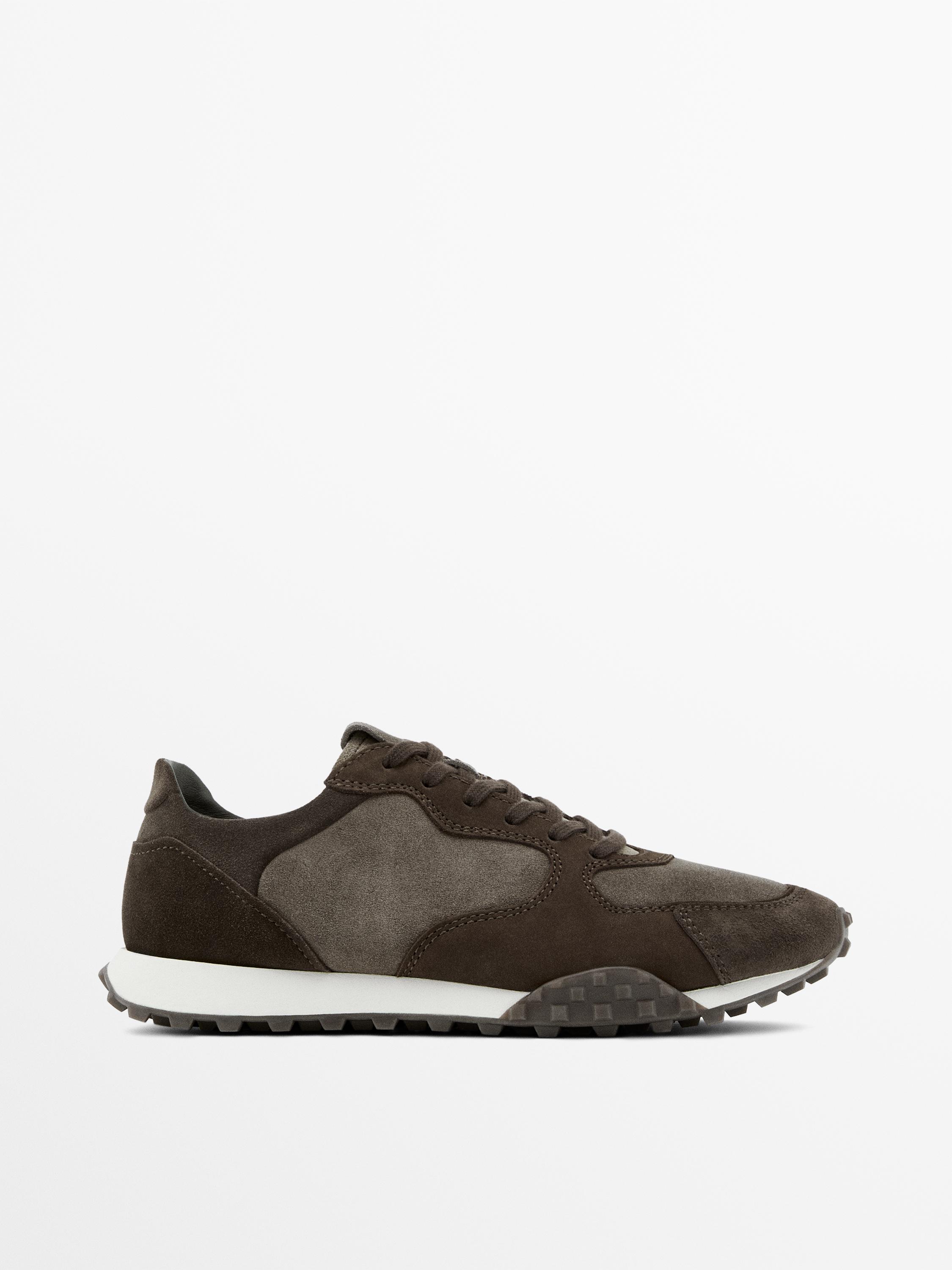 Contrast leather trainers
